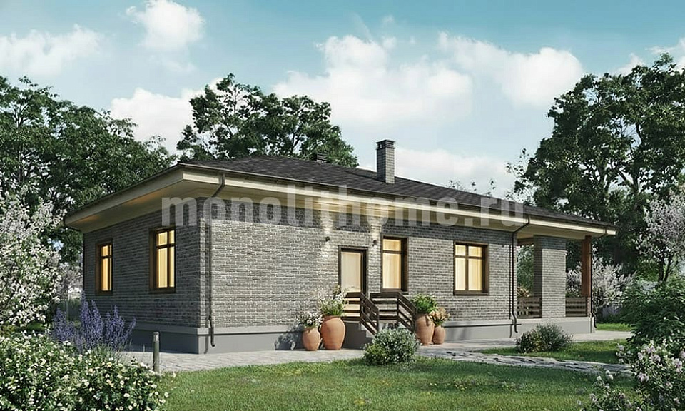 Дом из поризованного кирпича Сканди 2 одноэтажный 15х15