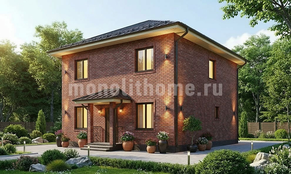 Дом из поризованного кирпича Мидгард 2 двухэтажный 8x9