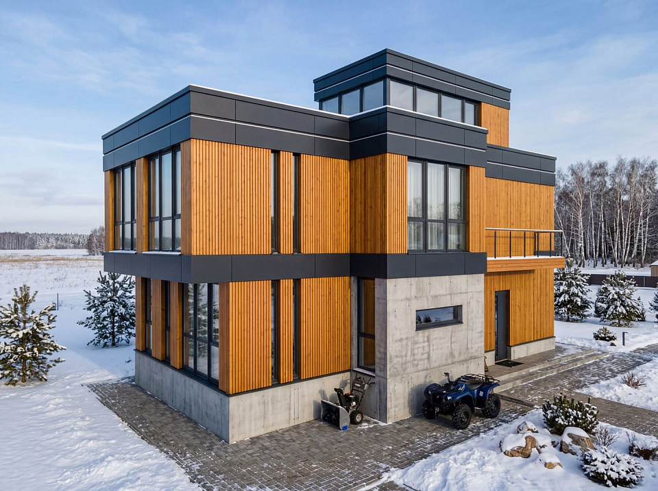 Дом из пеноблоков Кедр-8 трехэтажный 12х12