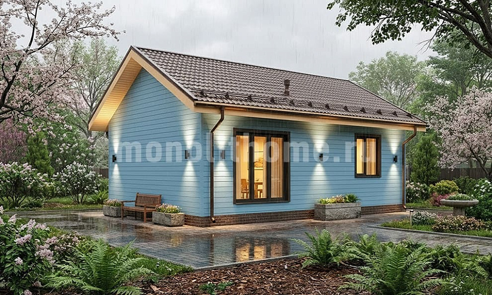 Дом из пеноблоков Балтика 2 одноэтажный 7x9