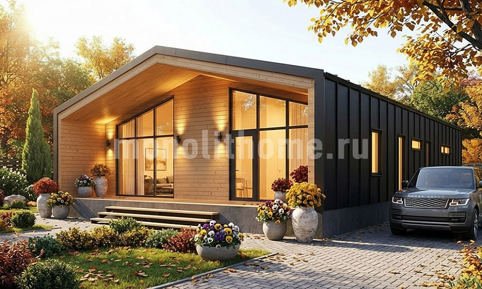 Дом из полистеролбетона Стирон 2 одноэтажный 9x12