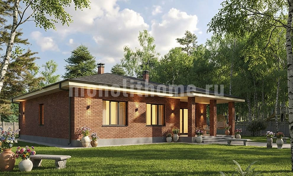 Дом из керамзитобетона Нимар 2 одноэтажный 13х13