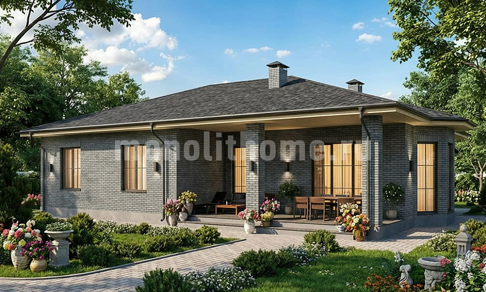 Дом из керамзитобетона Стратум 2 одноэтажный 10x12