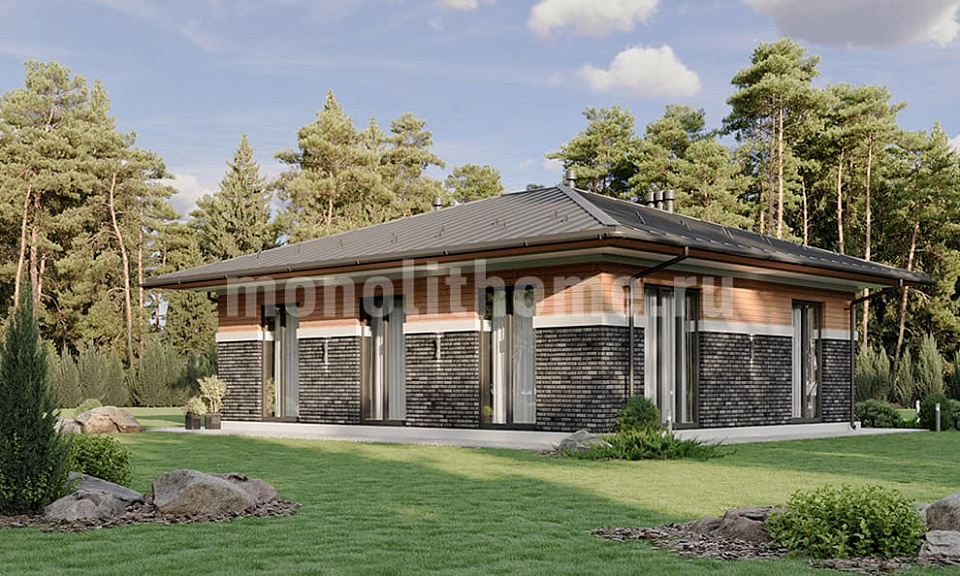 Дом из газобетона Айронвуд 2 одноэтажный 11х11