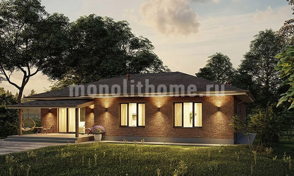 Дом из газосиликата Простор 2 одноэтажный 15х15