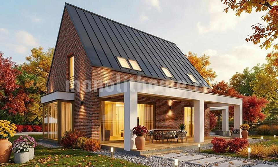 Дом  Мерис 2 одноэтажный с мансардой 10x12