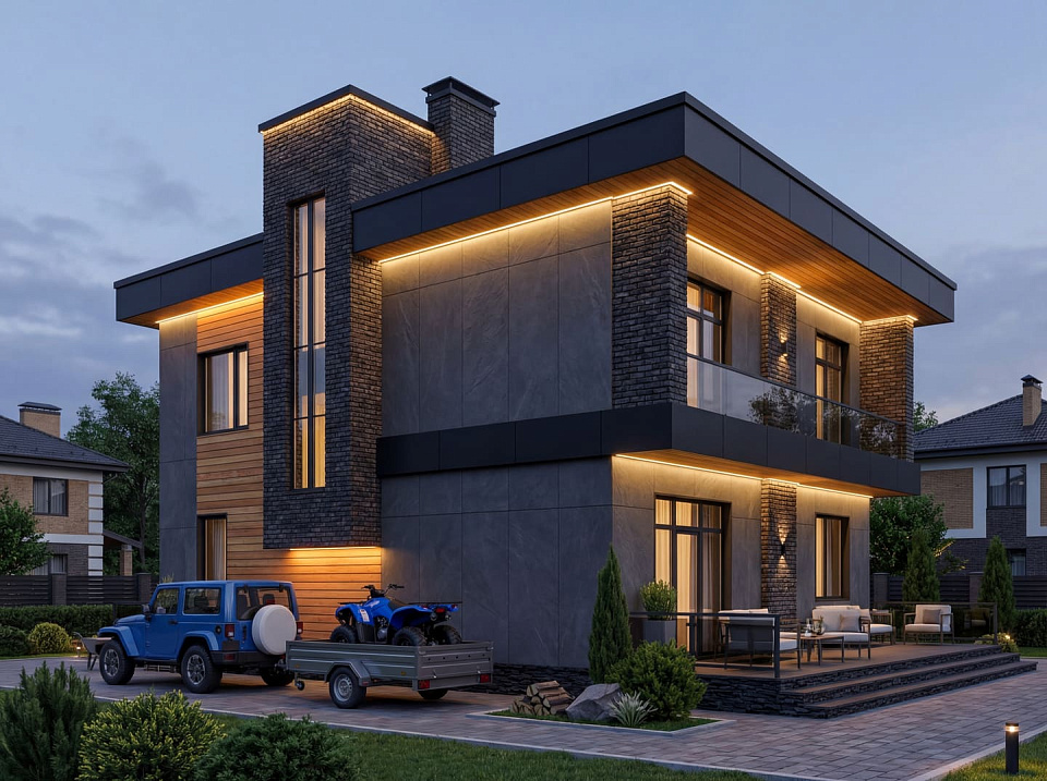 Дом на монолитном каркасе Троицк 4 трехэтажный 11х11