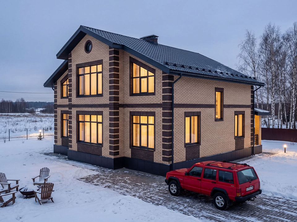 Дом из керамического кирпича Марфино 2 двухэтажный 13х13