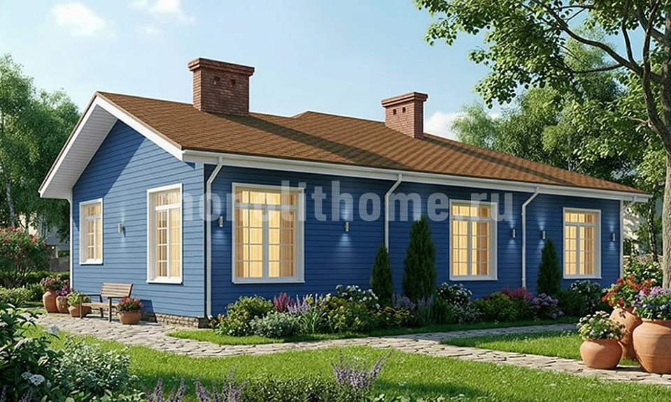 Дом из поризованного кирпича Равелин 2 одноэтажный 14х14