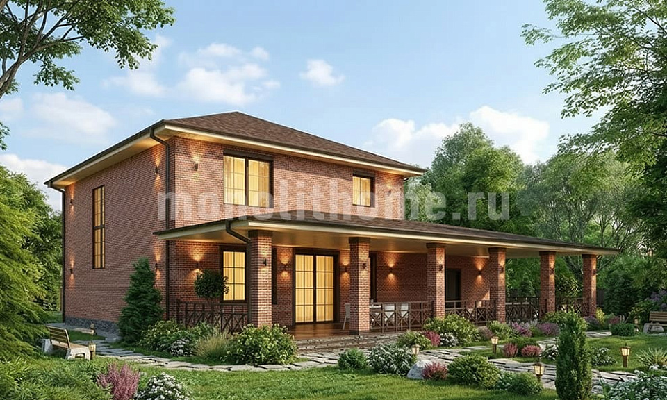 Дом из керамзитобетона Монтев 2 двухэтажный 15х15