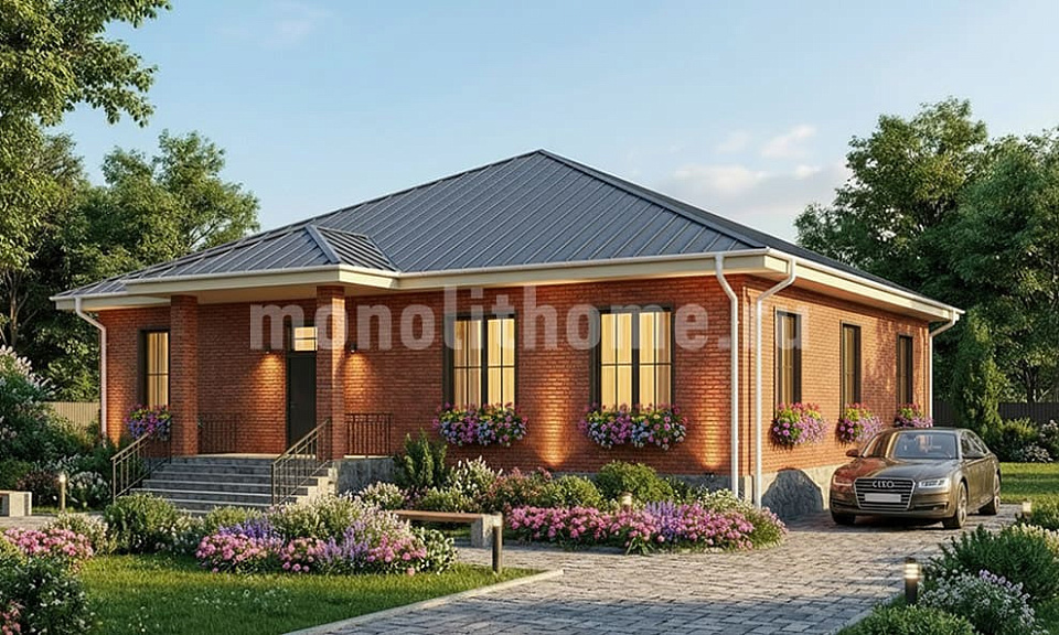 Дом из пеноблоков Базис 2 одноэтажный 12х12