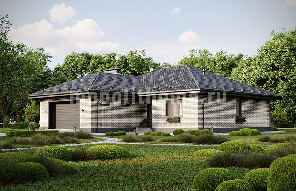 Дом из газобетона Арвен 2 одноэтажный 13х13