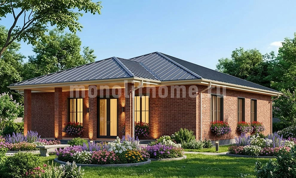 Дом из пеноблоков Базис 2 одноэтажный 12х12