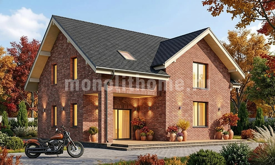 Дом из полистеролбетона Концепт 2 одноэтажный с мансардой 10x12