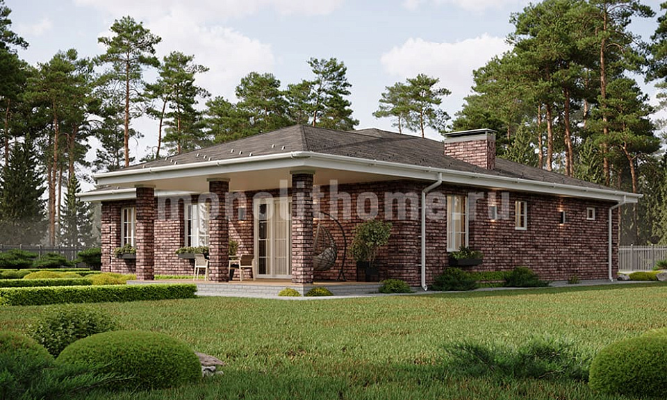 Дом из керамического кирпича Горизонт 2 одноэтажный 14х14