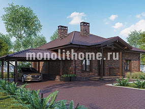 Проект дома с цокольным этажом и балконом