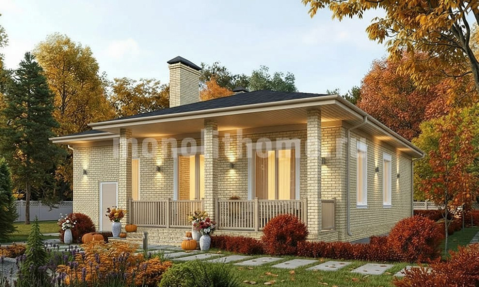 Дом из керамзитобетона Невио 2 одноэтажный 14х14